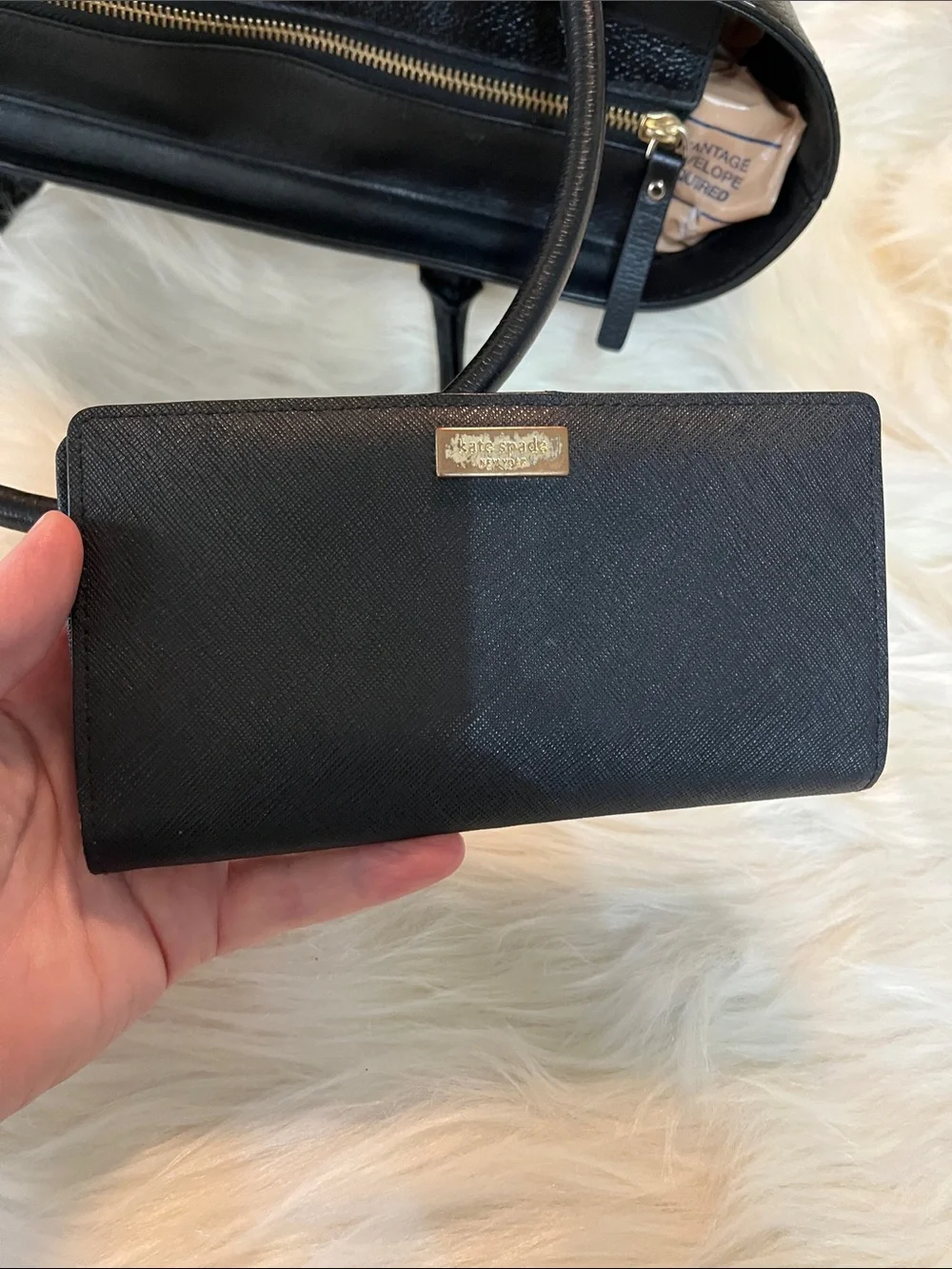 kate spade Black Leather Tote with Matching Wallet